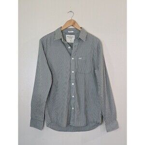 Abercrombie & Fitch Muscle Button Up Shirt Mens Size Small Stripped Green